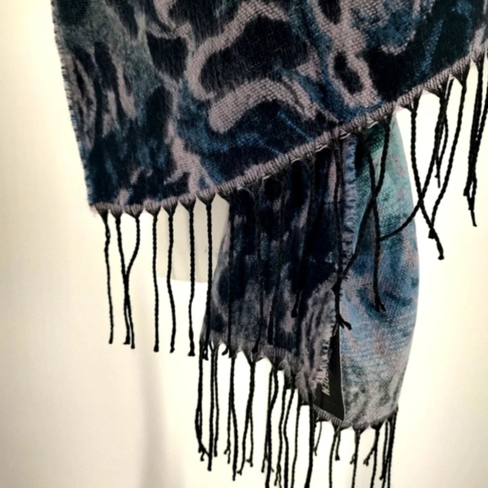 Steve Madden Blue Multi Fringe Scarf 1 SFM